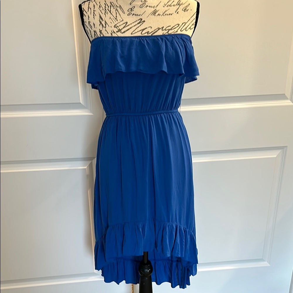 Socialite Blue Strapless Hi-lo Sundress